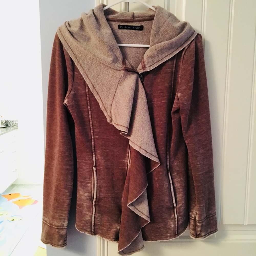 Nordstrom Brown Zip-Up Hoodie by Blanc Noir Size S